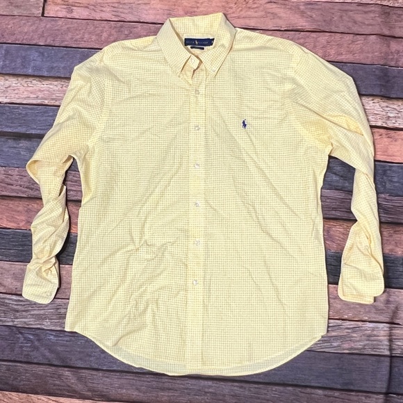 Polo Ralph Lauren Men's Slim Fit Button Down Yellow Long Sleeve Shirt - Picture 1 of 4